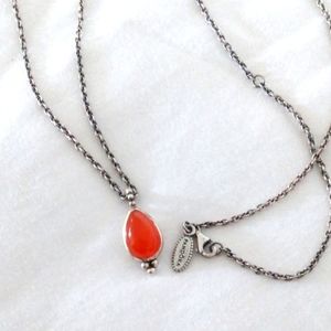 Carnelian Teardrop Pendant Necklace